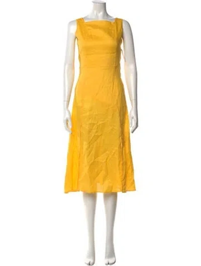 Pre-owned Equipment Linen Midi Length Dress W/ Tags In Yellow