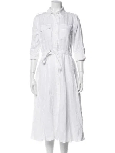Pre-owned Equipment Linen Midi Length Dress In White
