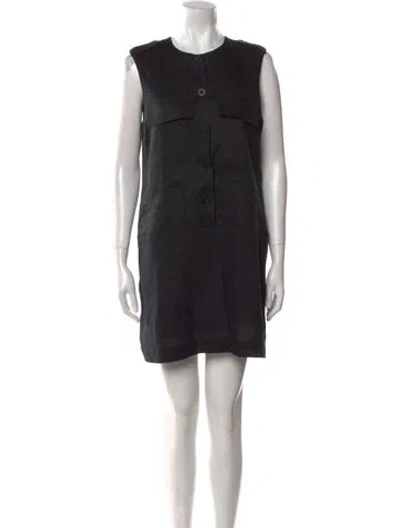 Pre-owned Equipment Linen Mini Dress In Black