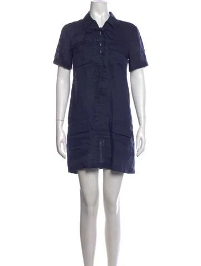Pre-owned Equipment Linen Mini Dress In Blue