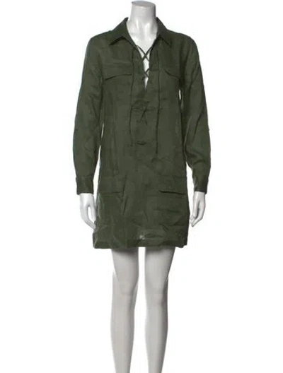 Pre-owned Equipment Linen Mini Dress In Green