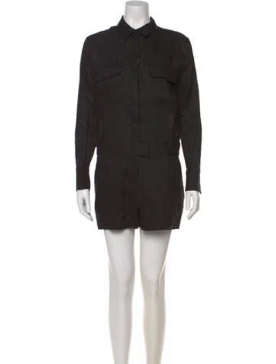 Pre-owned Equipment Linen Romper W/ Tags In Black