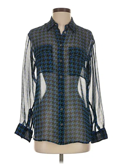 Pre-owned Equipment Long Sleeve Blouse In Blue