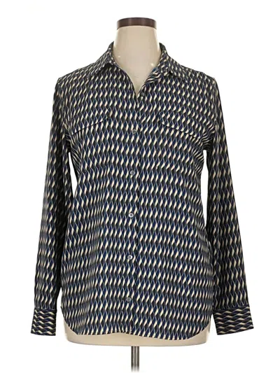 Pre-owned Equipment Long Sleeve Blouse In Blue