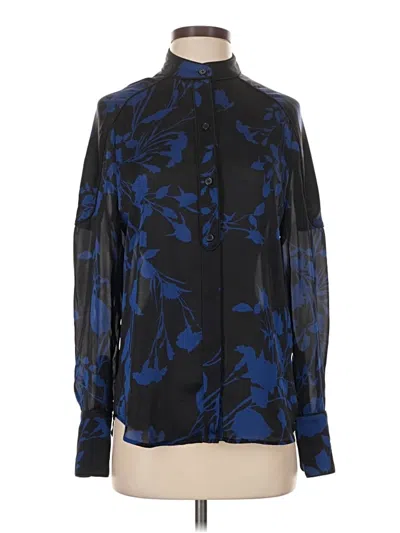 Pre-owned Equipment Long Sleeve Blouse In Blue
