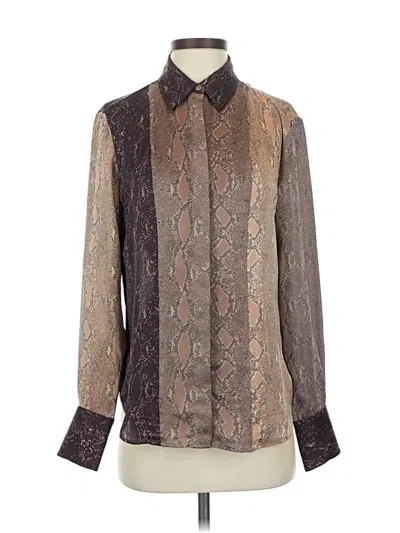 Pre-owned Equipment Long Sleeve Blouse In Brown