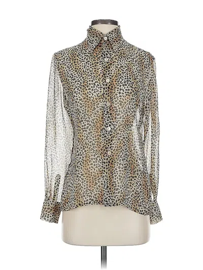 Pre-owned Equipment Long Sleeve Blouse In Brown