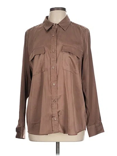 Pre-owned Equipment Long Sleeve Blouse In Brown