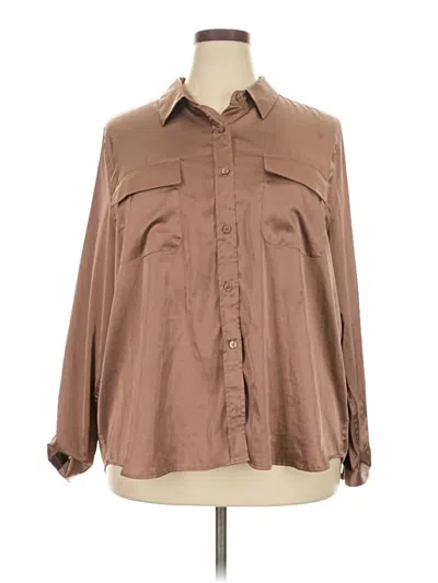 Pre-owned Equipment Long Sleeve Blouse In Brown