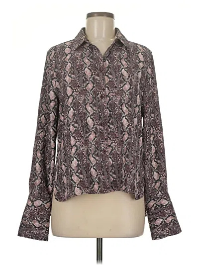 Pre-owned Equipment Long Sleeve Blouse In Brown
