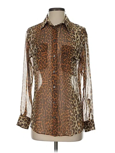 Pre-owned Equipment Long Sleeve Blouse In Brown
