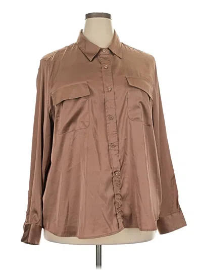 Pre-owned Equipment Long Sleeve Blouse In Brown
