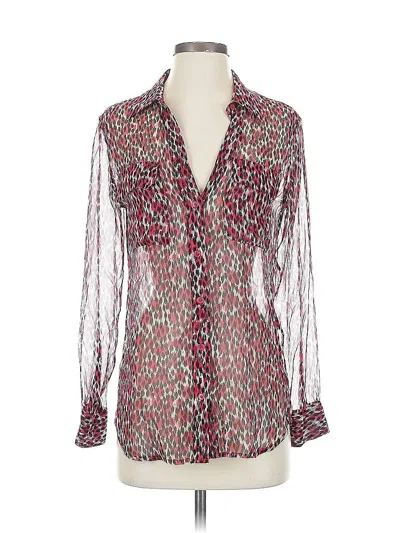 Pre-owned Equipment Long Sleeve Blouse In Burgundy