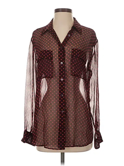 Pre-owned Equipment Long Sleeve Blouse In Burgundy