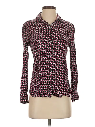 Pre-owned Equipment Long Sleeve Blouse In Burgundy