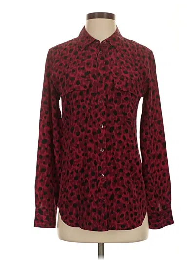 Pre-owned Equipment Long Sleeve Blouse In Burgundy