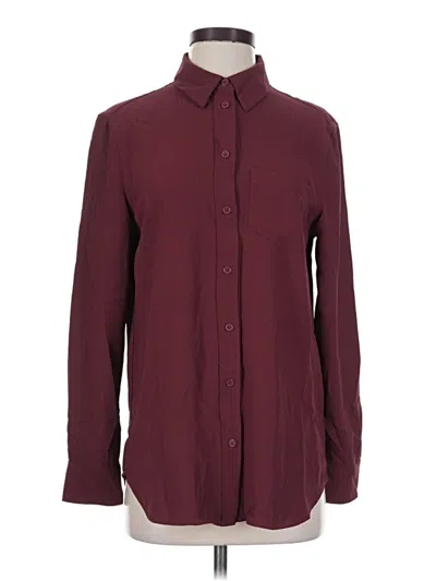 Pre-owned Equipment Long Sleeve Blouse In Burgundy