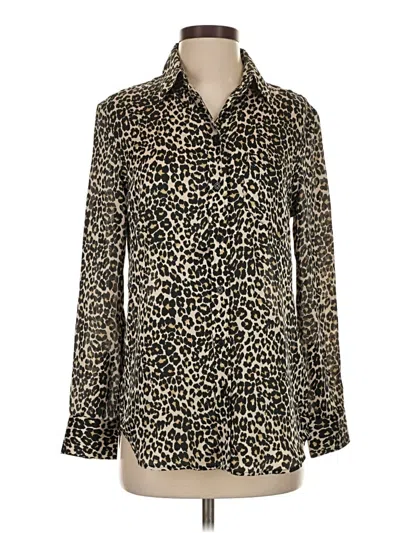 Pre-owned Equipment Long Sleeve Blouse In Gold