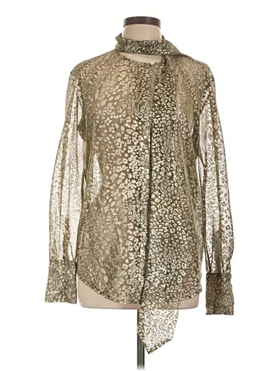 Pre-owned Equipment Long Sleeve Blouse In Gold