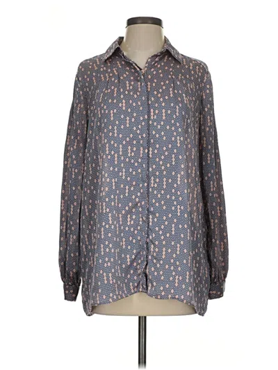 Pre-owned Equipment Long Sleeve Blouse In Gray