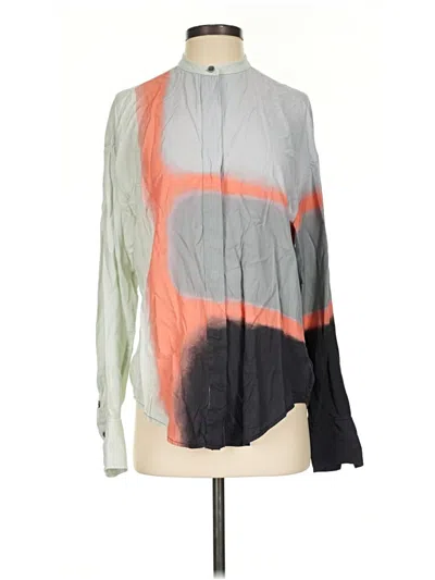 Pre-owned Equipment Long Sleeve Blouse In Gray