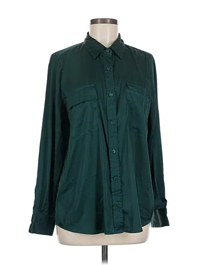 Pre-owned Equipment Long Sleeve Blouse In Green
