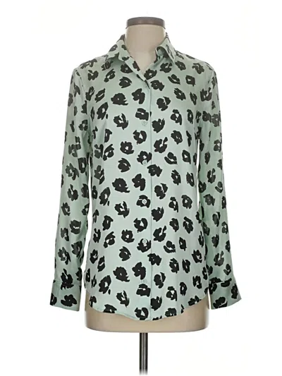 Pre-owned Equipment Long Sleeve Blouse In Green