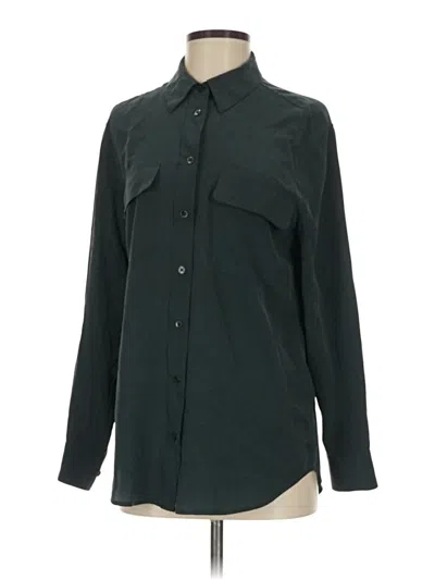 Pre-owned Equipment Long Sleeve Blouse In Green
