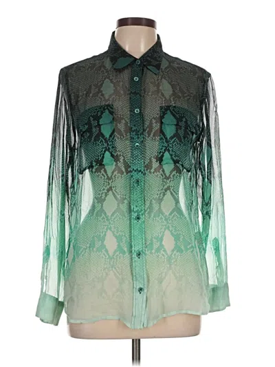Pre-owned Equipment Long Sleeve Blouse In Green