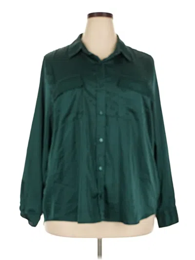Pre-owned Equipment Long Sleeve Blouse In Green