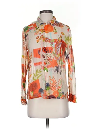 Pre-owned Equipment Long Sleeve Blouse In Orange