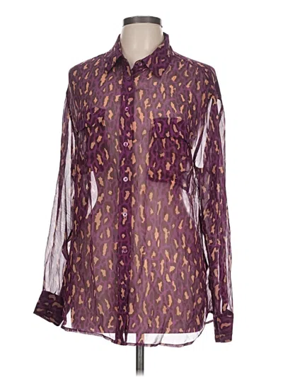 Pre-owned Equipment Long Sleeve Blouse In Purple