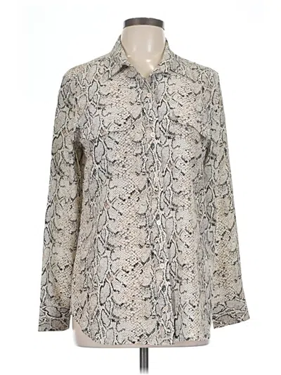 Pre-owned Equipment Long Sleeve Blouse In Silver