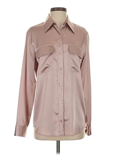 Pre-owned Equipment Long Sleeve Blouse In Tan