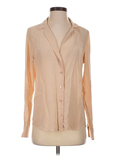 Pre-owned Equipment Long Sleeve Blouse In Tan