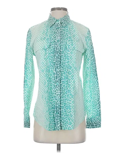 Pre-owned Equipment Long Sleeve Blouse In Teal