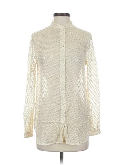 Pre-owned Equipment Long Sleeve Blouse In White
