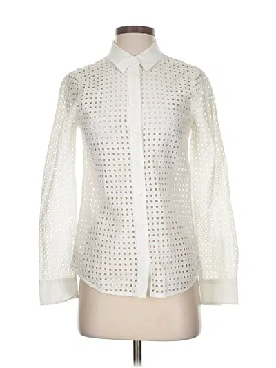 Pre-owned Equipment Long Sleeve Blouse In White