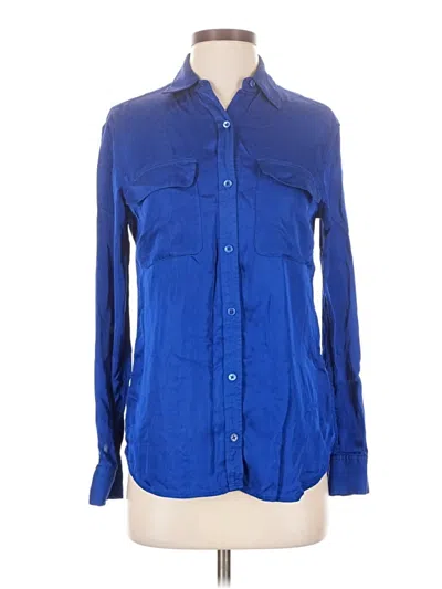 Pre-owned Equipment Long Sleeve Button Down Shirt In Blue