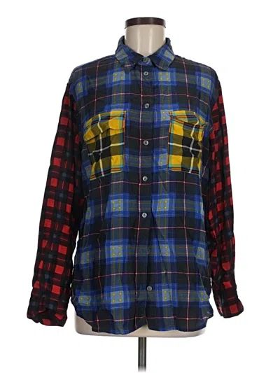 Pre-owned Equipment Long Sleeve Button Down Shirt In Blue