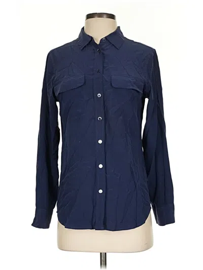 Pre-owned Equipment Long Sleeve Button Down Shirt In Blue