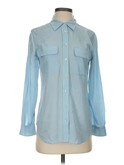 Pre-owned Equipment Long Sleeve Button Down Shirt In Blue