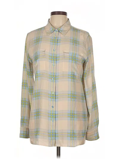 Pre-owned Equipment Long Sleeve Button Down Shirt In Brown