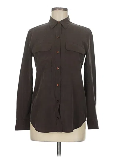 Pre-owned Equipment Long Sleeve Button Down Shirt In Brown