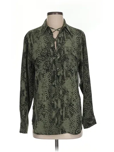 Pre-owned Equipment Long Sleeve Button Down Shirt In Green