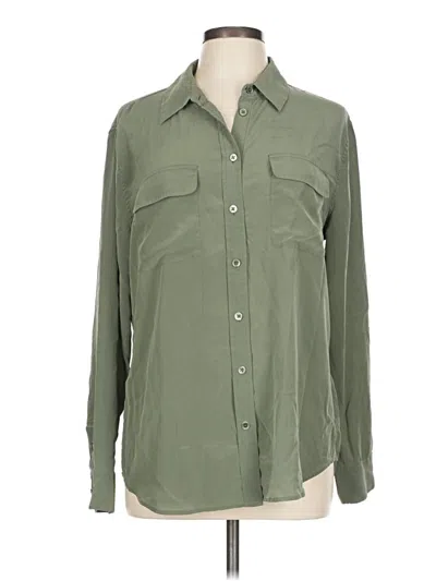 Pre-owned Equipment Long Sleeve Button Down Shirt In Green