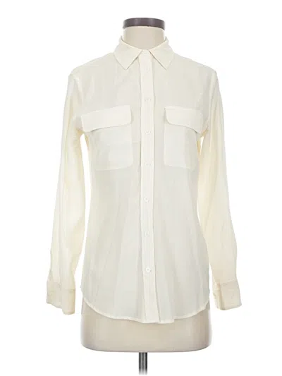 Pre-owned Equipment Long Sleeve Button Down Shirt In Ivory