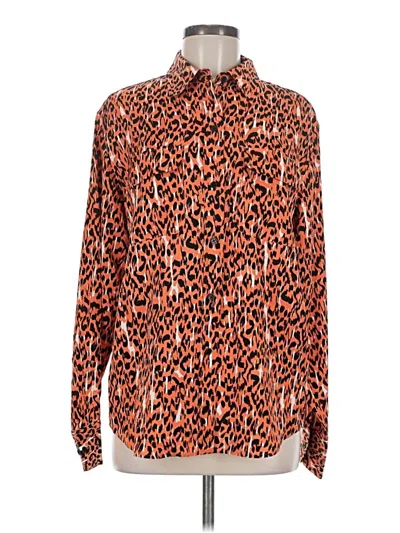 Pre-owned Equipment Long Sleeve Button Down Shirt In Orange