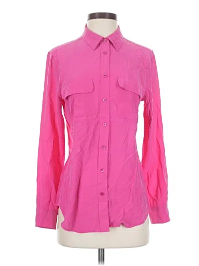 Pre-owned Equipment Long Sleeve Button Down Shirt In Pink