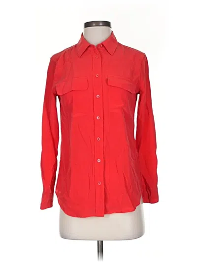 Pre-owned Equipment Long Sleeve Button Down Shirt In Red